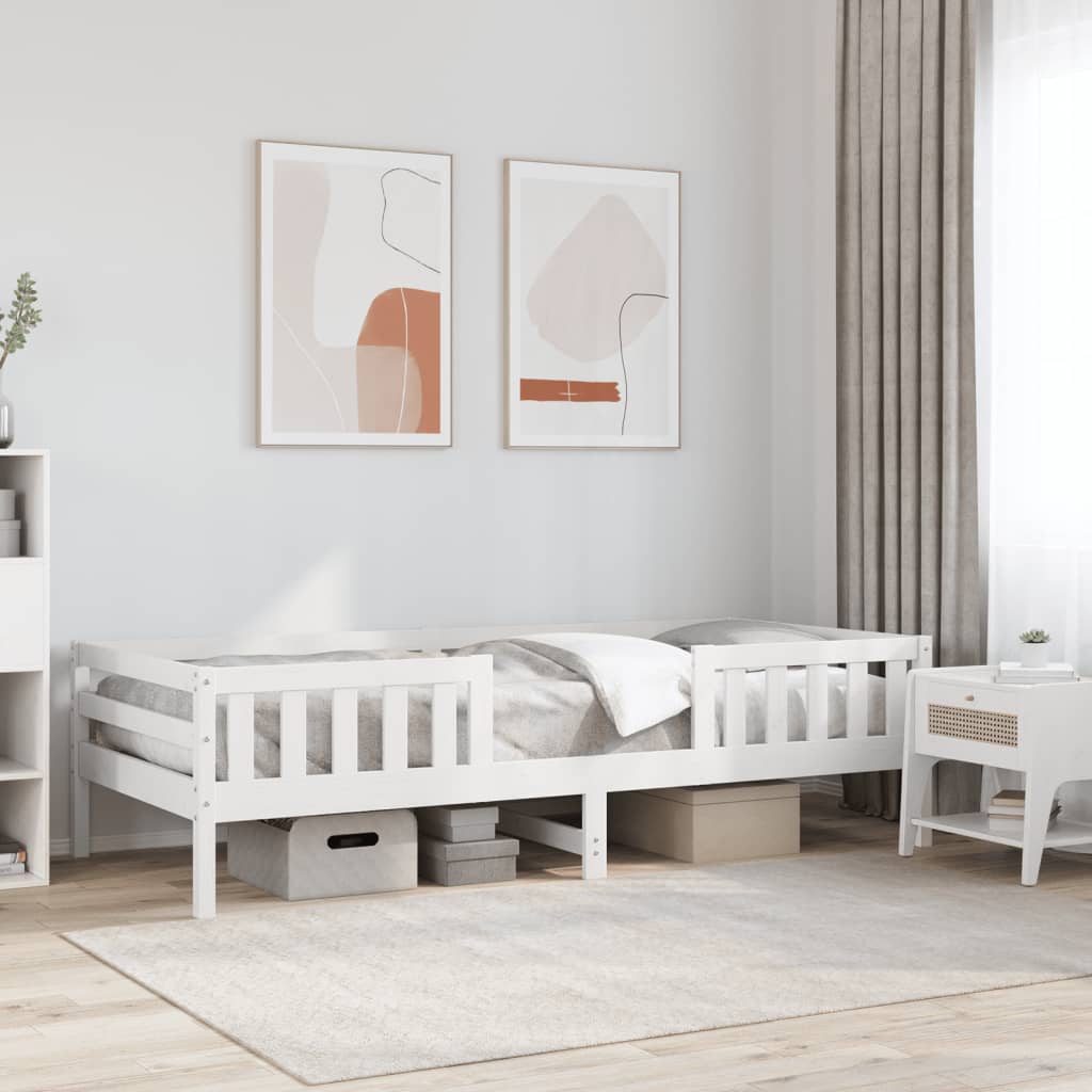 Bed Frame White 90x200 cm Solid Wood Pine