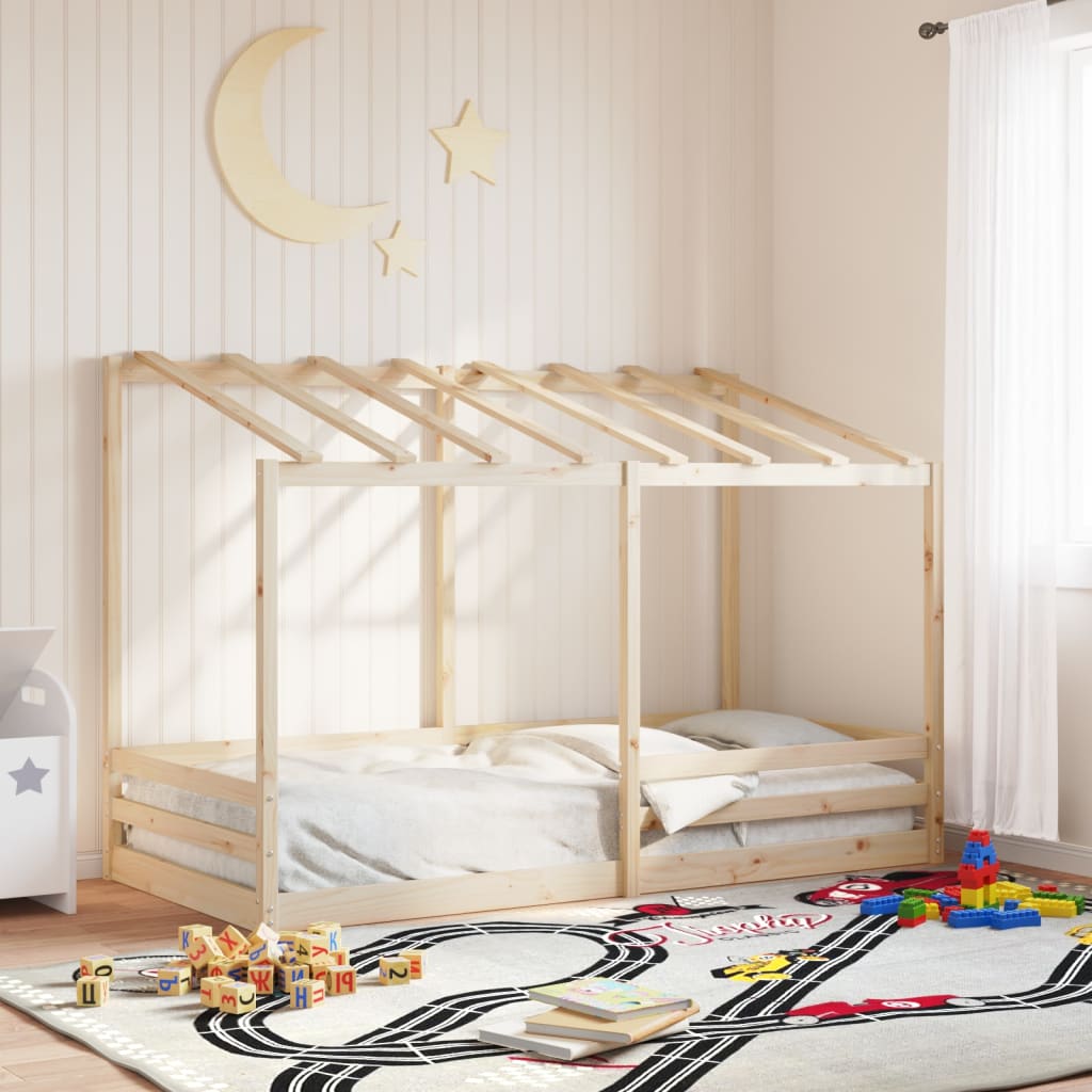 Kids' Bed with Roof 100x200 cm Solid Wood Pine