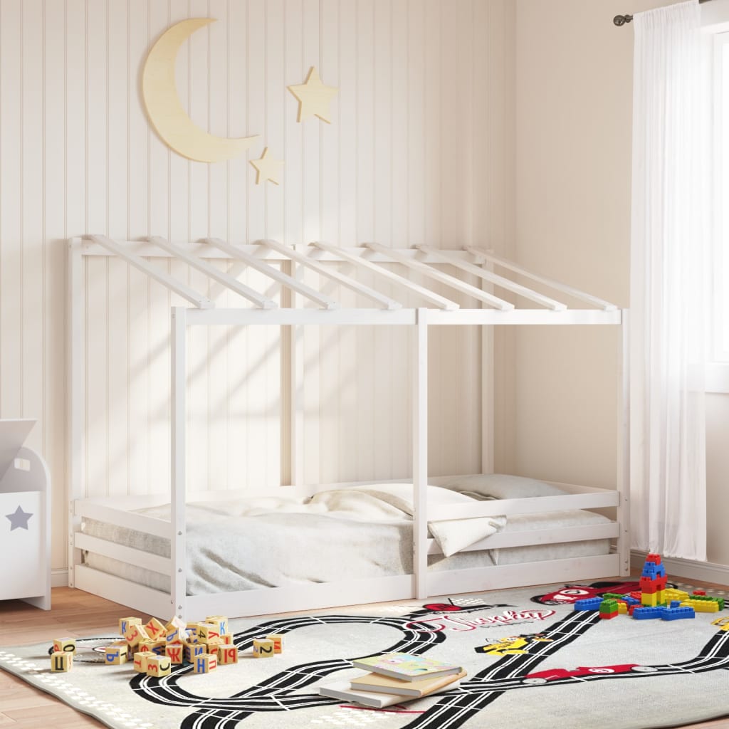 Kids' Bed with Roof White 100x200 cm Solid Wood Pine