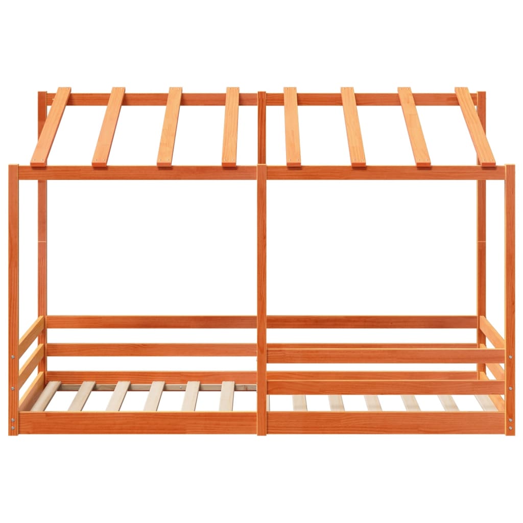 Kids' Bed with Roof Wax Brown 100x200 cm Solid Wood Pine