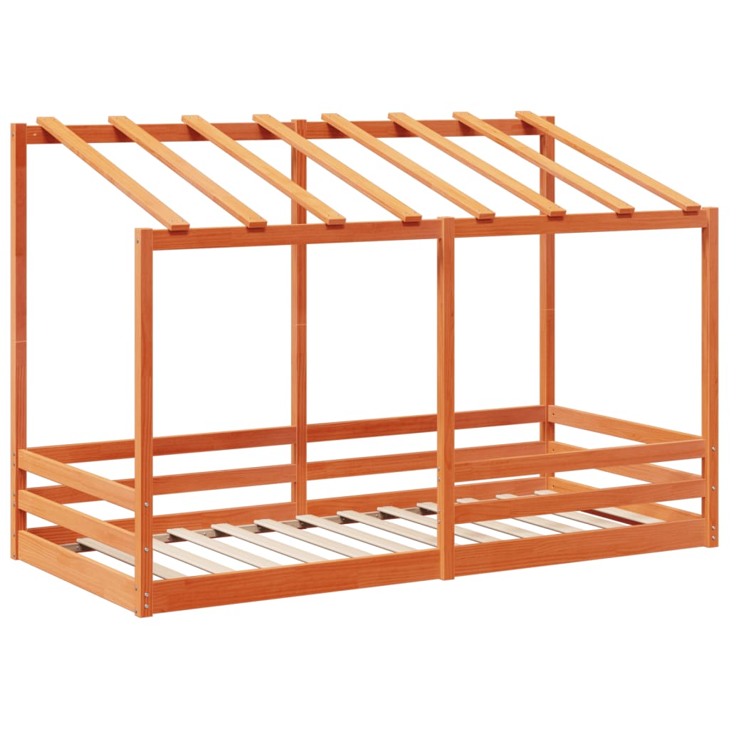 Kids' Bed with Roof Wax Brown 90x200 cm Solid Wood Pine