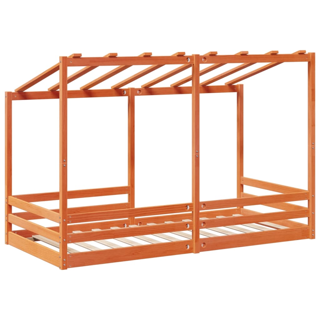 Kids' Bed with Roof Wax Brown 80x200 cm Solid Wood Pine