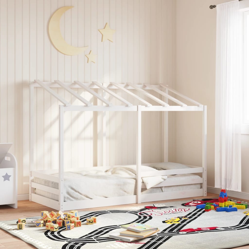 Kids' Bed with Roof White 90x190 cm Solid Wood Pine