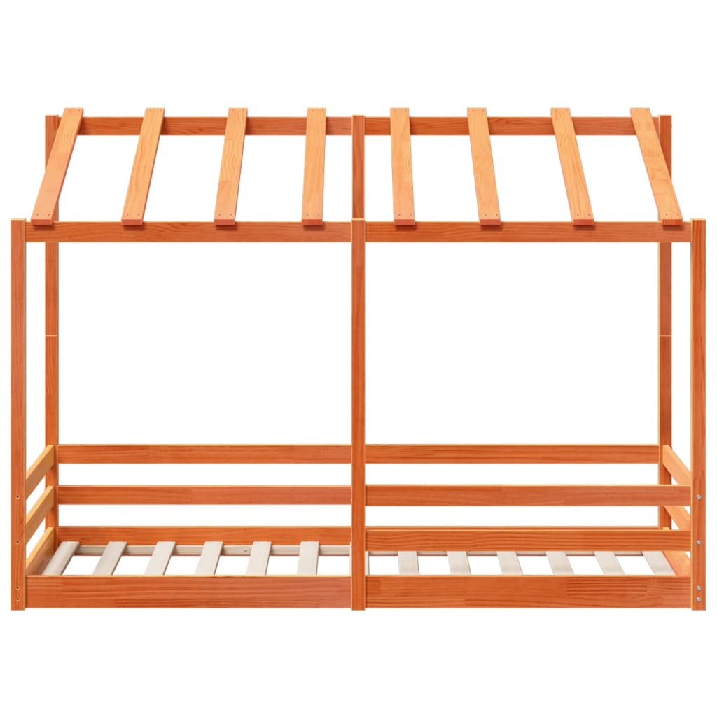 Kids' Bed with Roof Wax Brown 90x190 cm Solid Wood Pine
