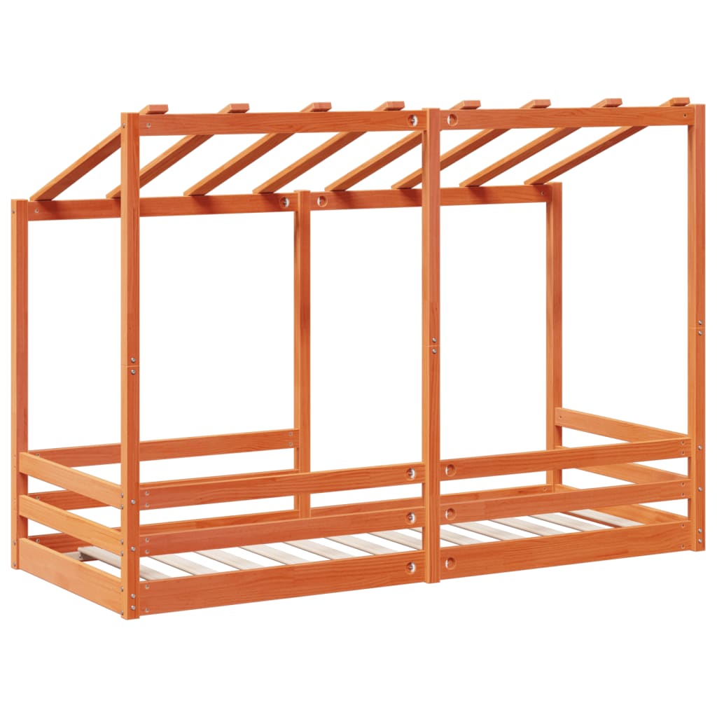 Kids' Bed with Roof Wax Brown 90x190 cm Solid Wood Pine