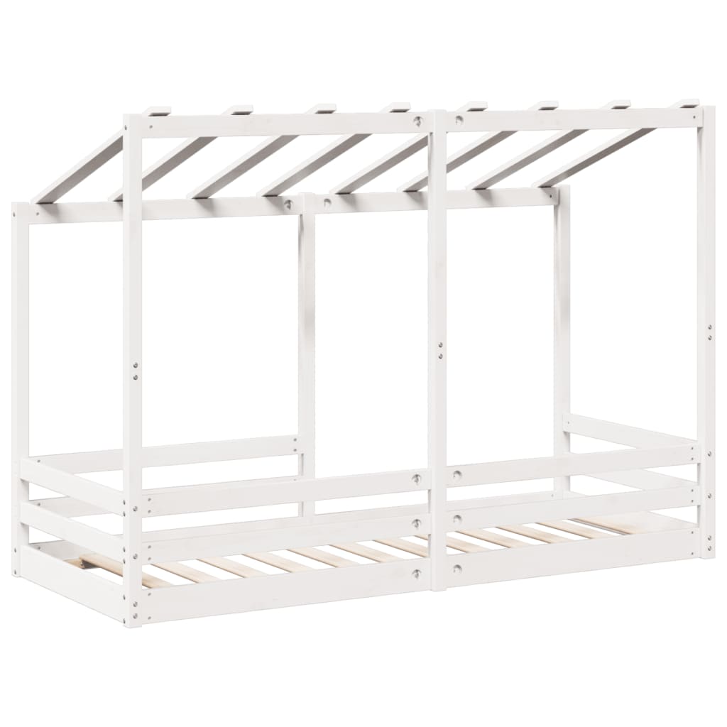 Kids' Bed with Roof White 75x190 cm Solid Wood Pine
