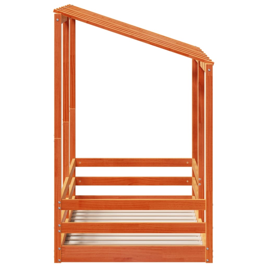 Kids' Bed with Roof Wax Brown 80x160 cm Solid Wood Pine