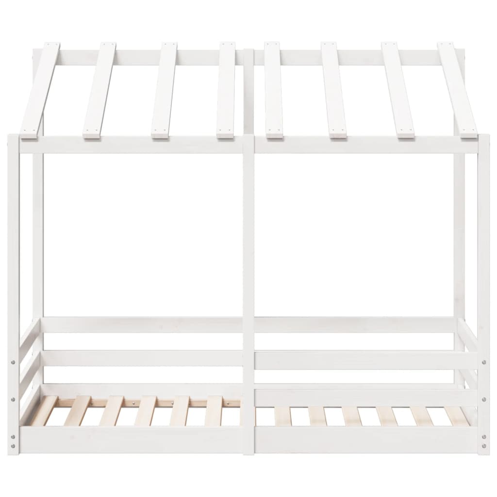 Kids' Bed with Roof White 70x140 cm Solid Wood Pine