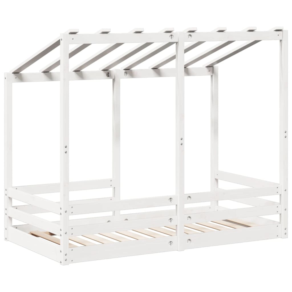 Kids' Bed with Roof White 70x140 cm Solid Wood Pine
