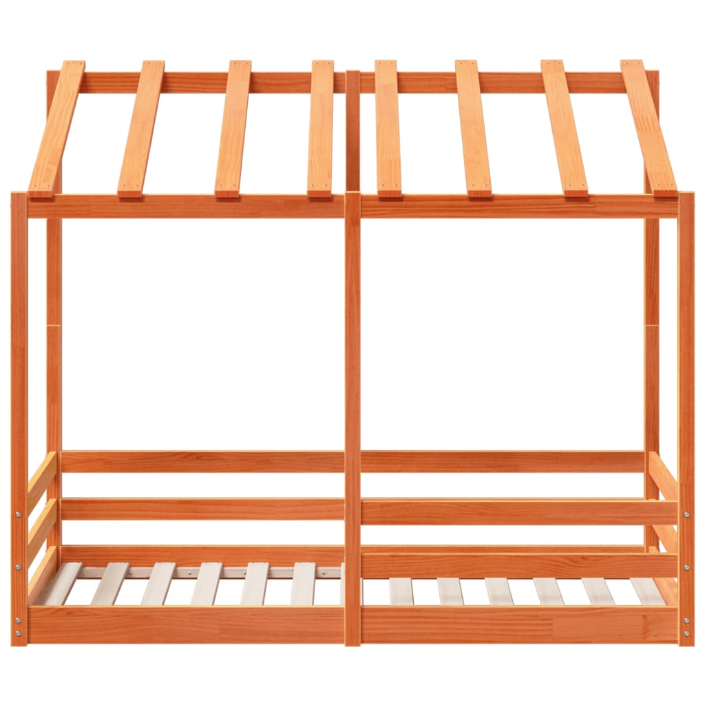 Kids' Bed with Roof Wax Brown 70x140 cm Solid Wood Pine