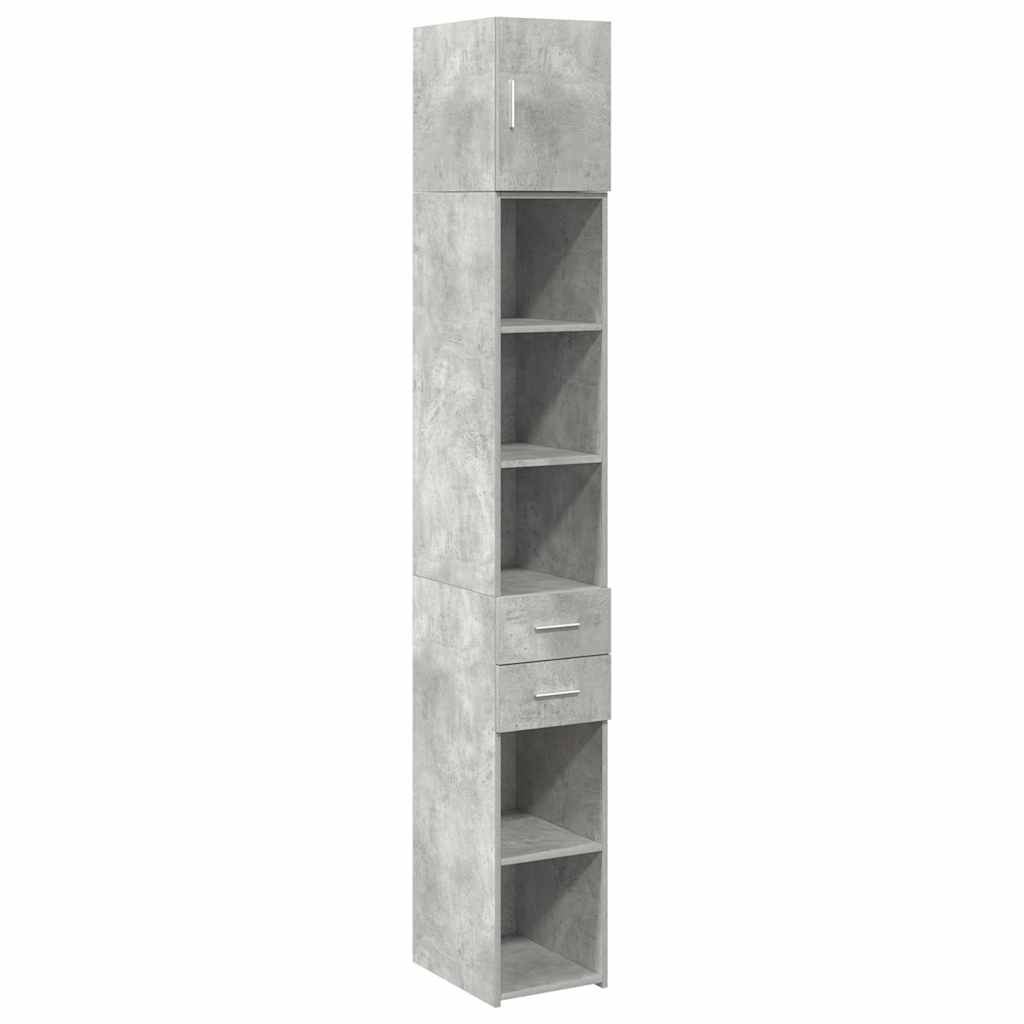 Slim Storage Cabinet Concrete Grey 30x42.5x225 cm Engineered Wood