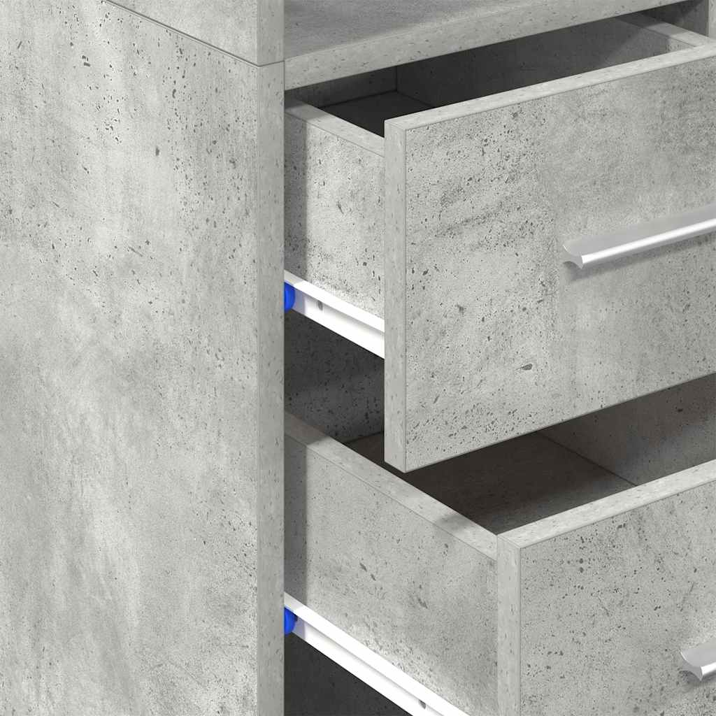 Slim Storage Cabinet Concrete Grey 30x42.5x225 cm Engineered Wood