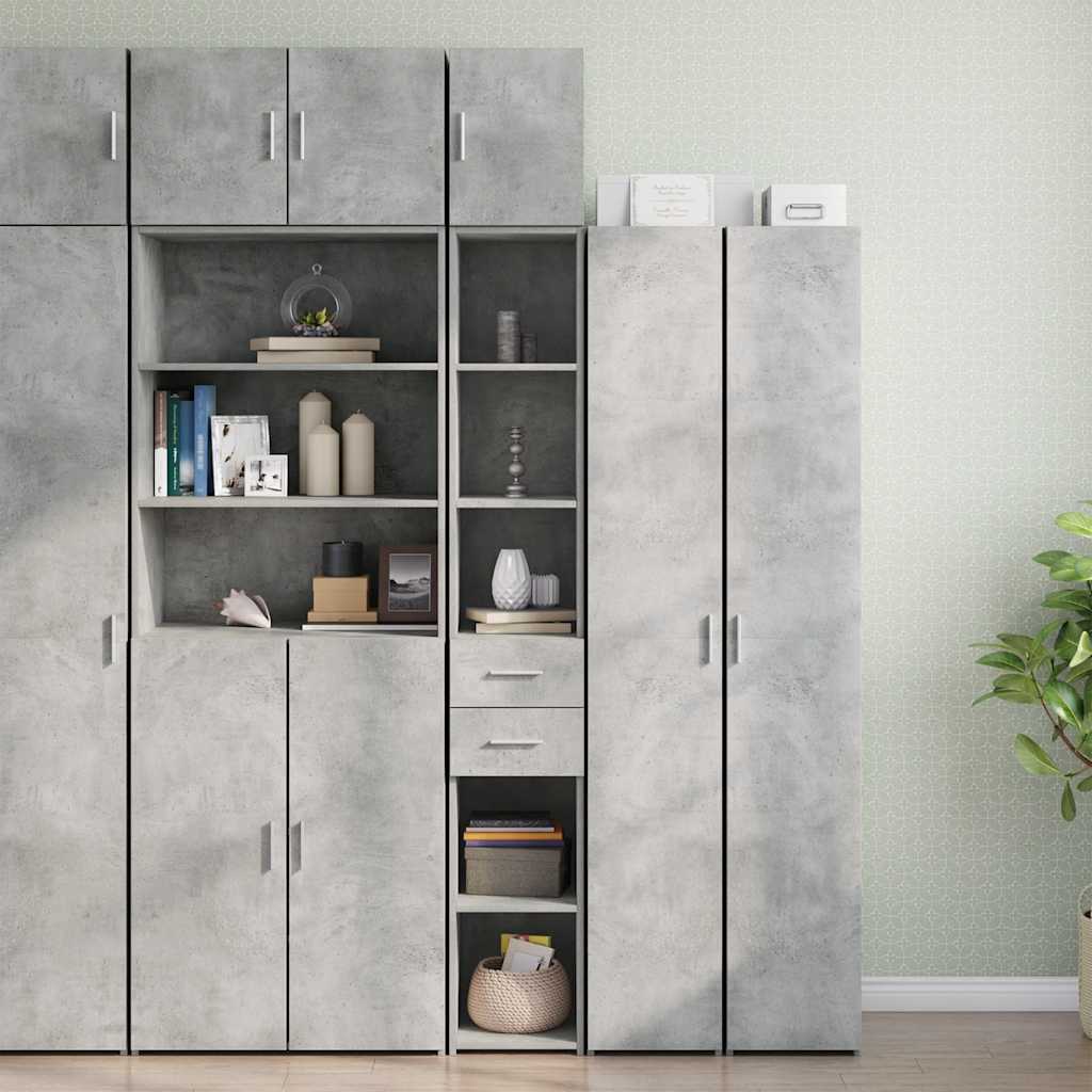 Slim Storage Cabinet Concrete Grey 30x42.5x225 cm Engineered Wood