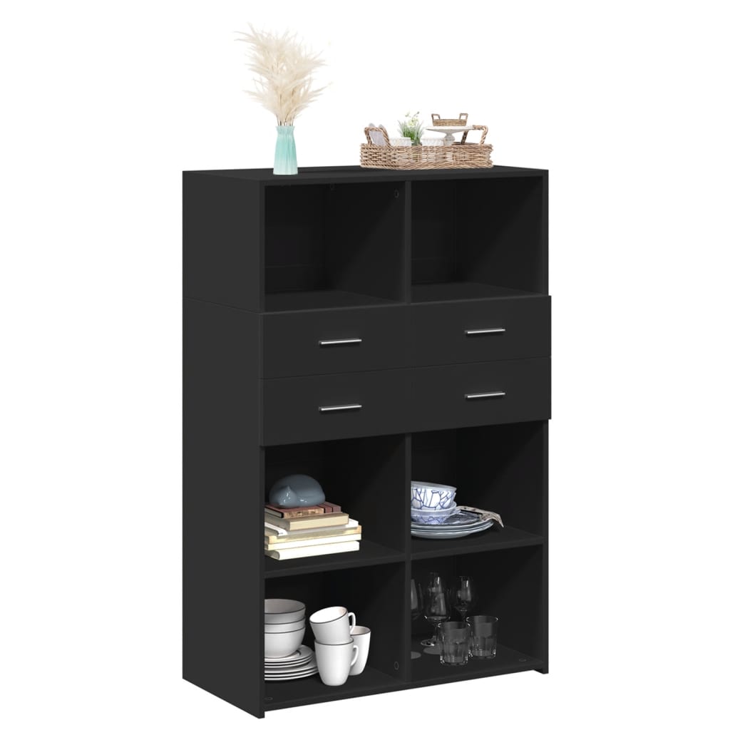 Highboard Black 80x42.5x124 cm Engineered Wood
