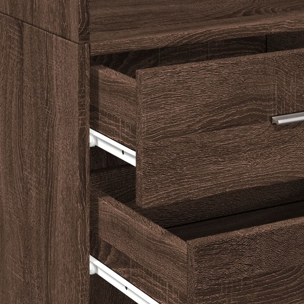 Highboard Brown Oak 45x42.5x185 cm Engineered Wood