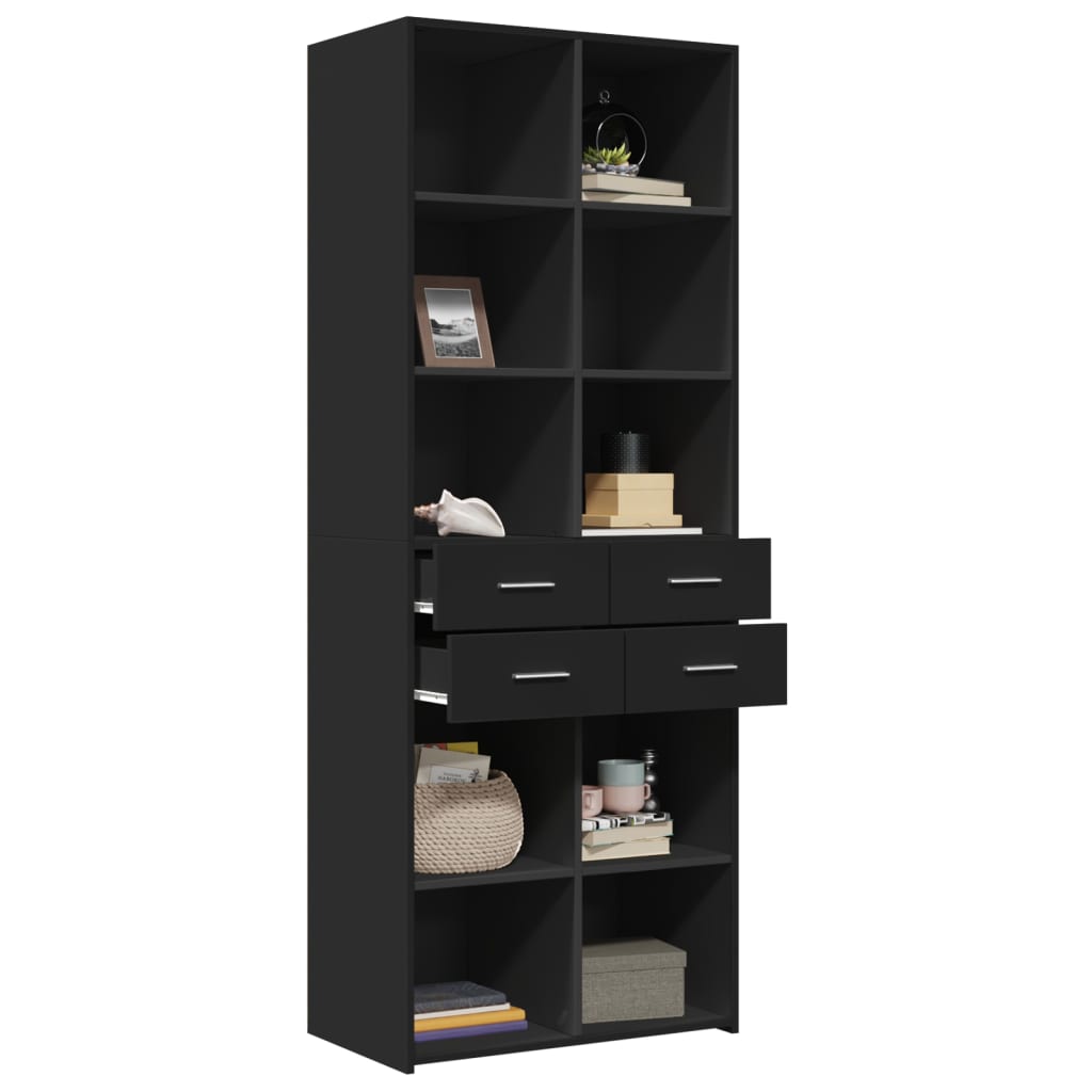 Highboard Black 70x42.5x185 cm Engineered Wood