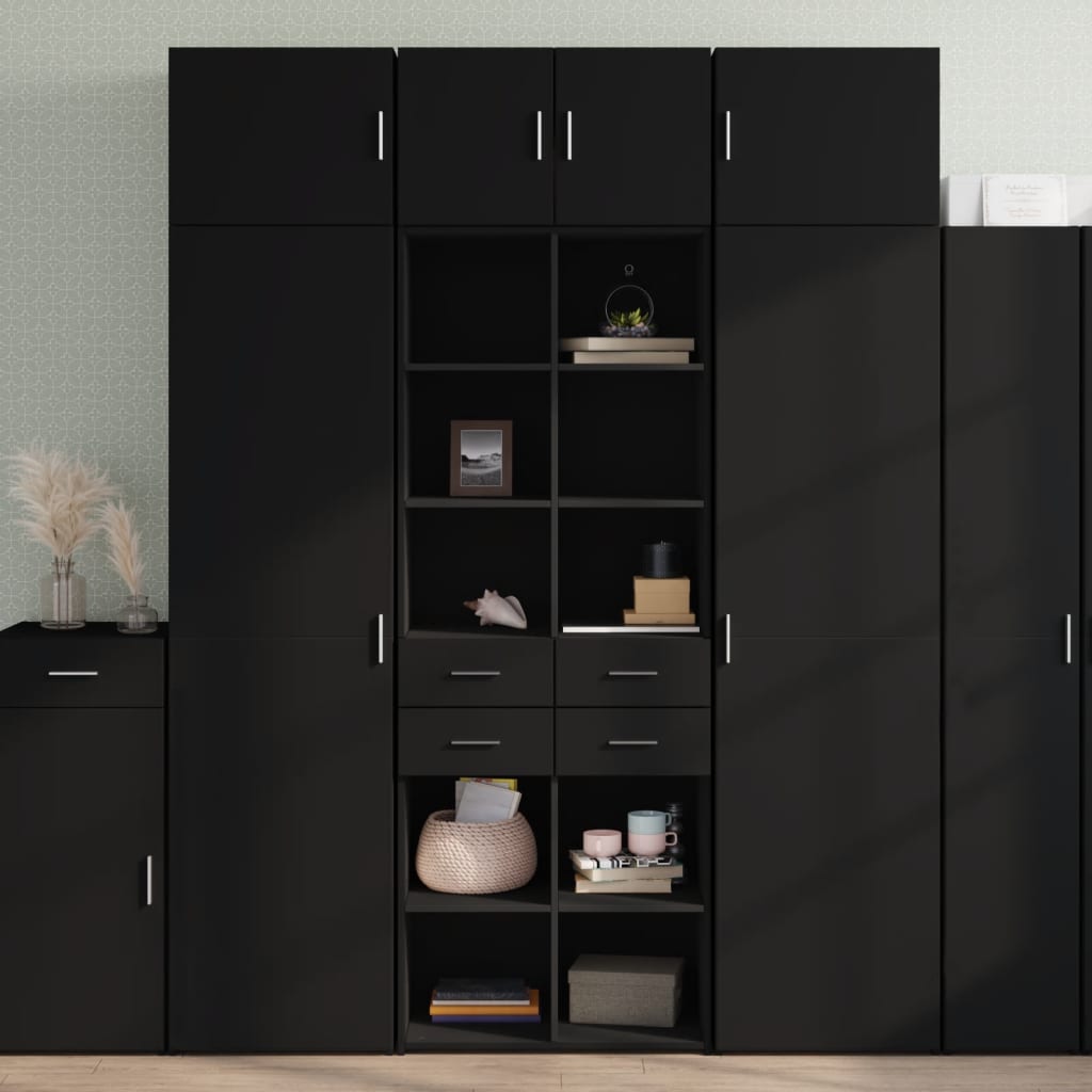 Highboard Black 70x42.5x185 cm Engineered Wood