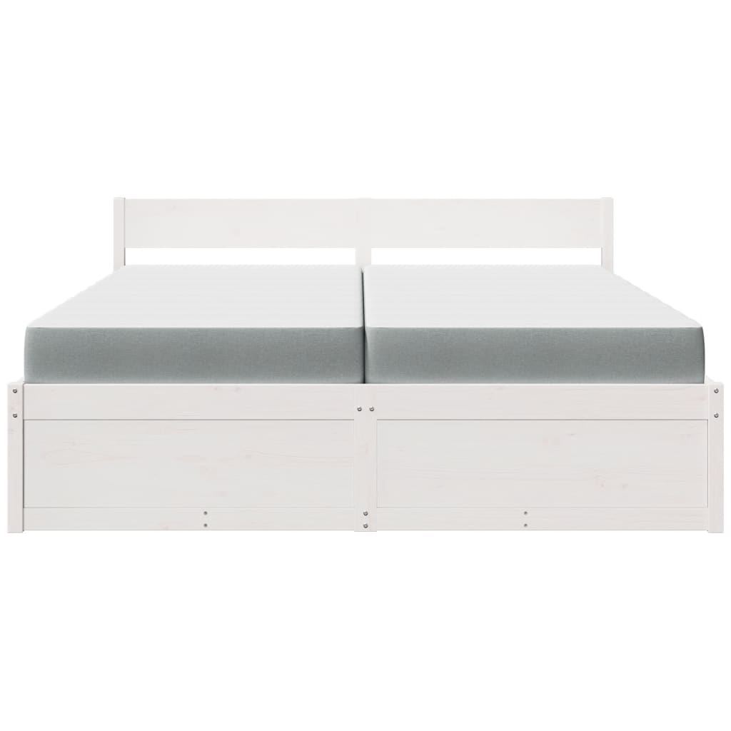 Bed with Drawers and Mattress White 200x200 cm Solid Wood Pine