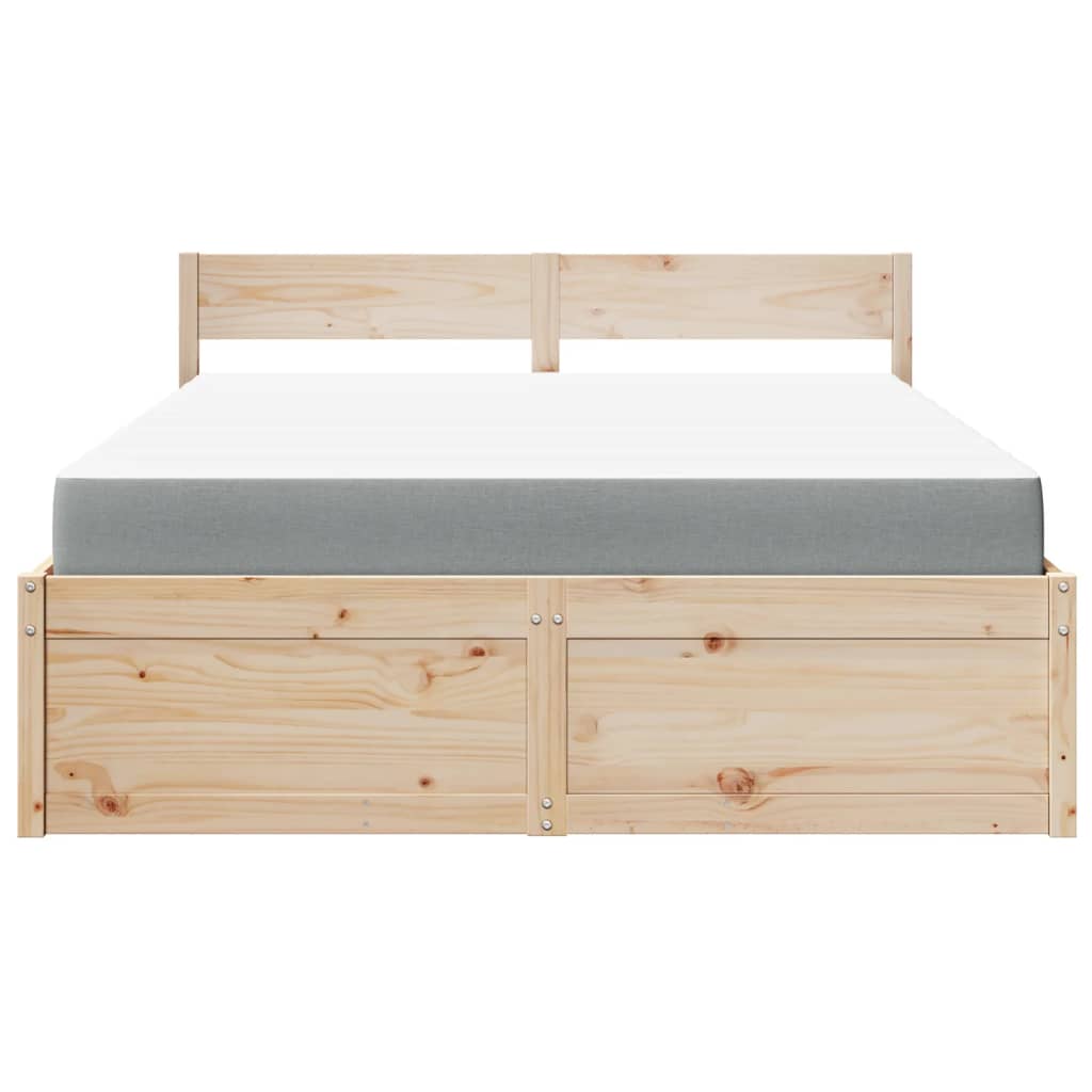 Bed with Drawers and Mattress 140x200 cm Solid Wood Pine