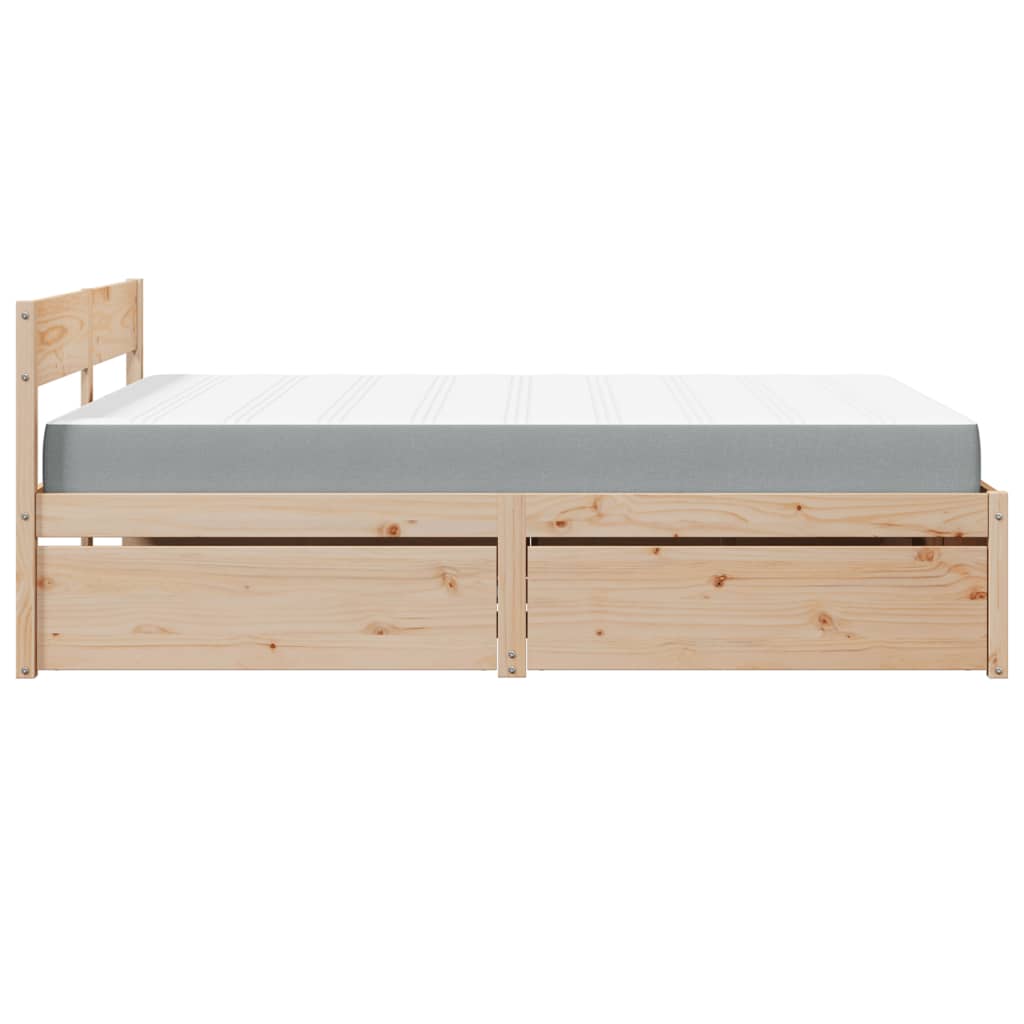 Bed with Drawers and Mattress 140x200 cm Solid Wood Pine