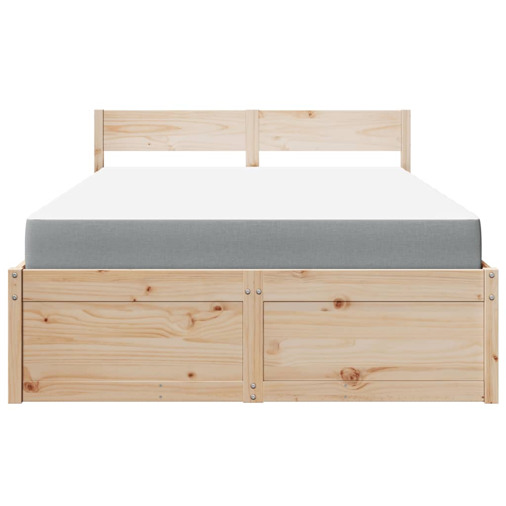 Bed with Drawers and Mattress 120x200 cm Solid Wood Pine