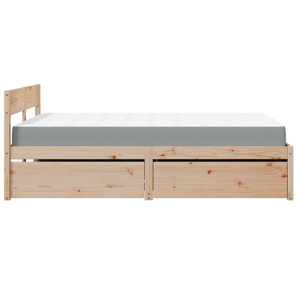 Bed with Drawers and Mattress 120x200 cm Solid Wood Pine