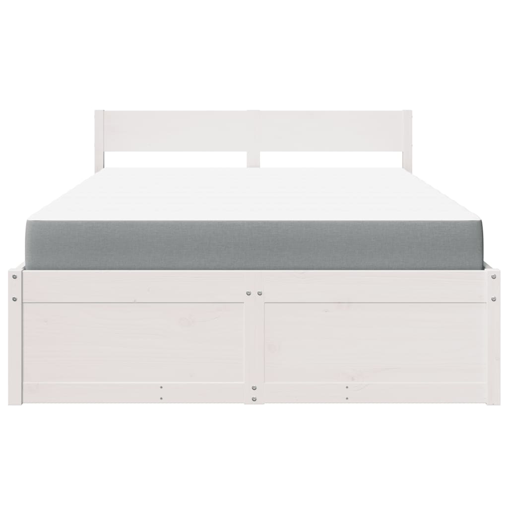 Bed with Drawers and Mattress White 120x200 cm Solid Wood Pine