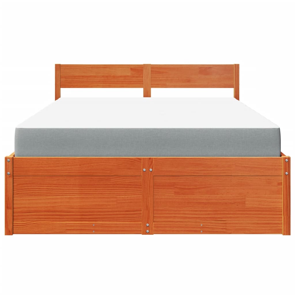 Bed with Drawers and Mattress Wax Brown 120x200 cm Solid Wood Pine