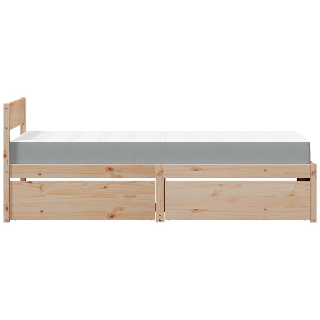 Bed with Drawers and Mattress 90x200 cm Solid Wood Pine