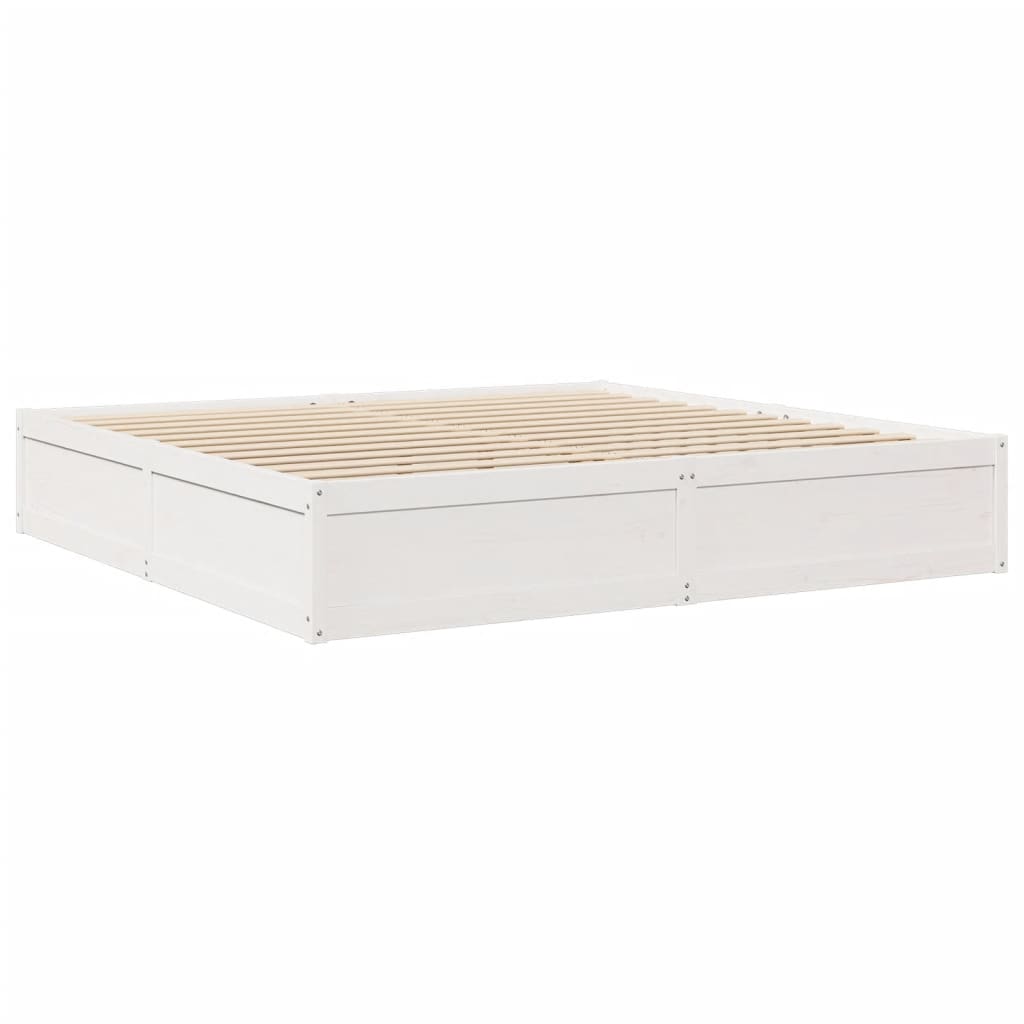Bed with Mattress White 200x200 cm Solid Wood Pine