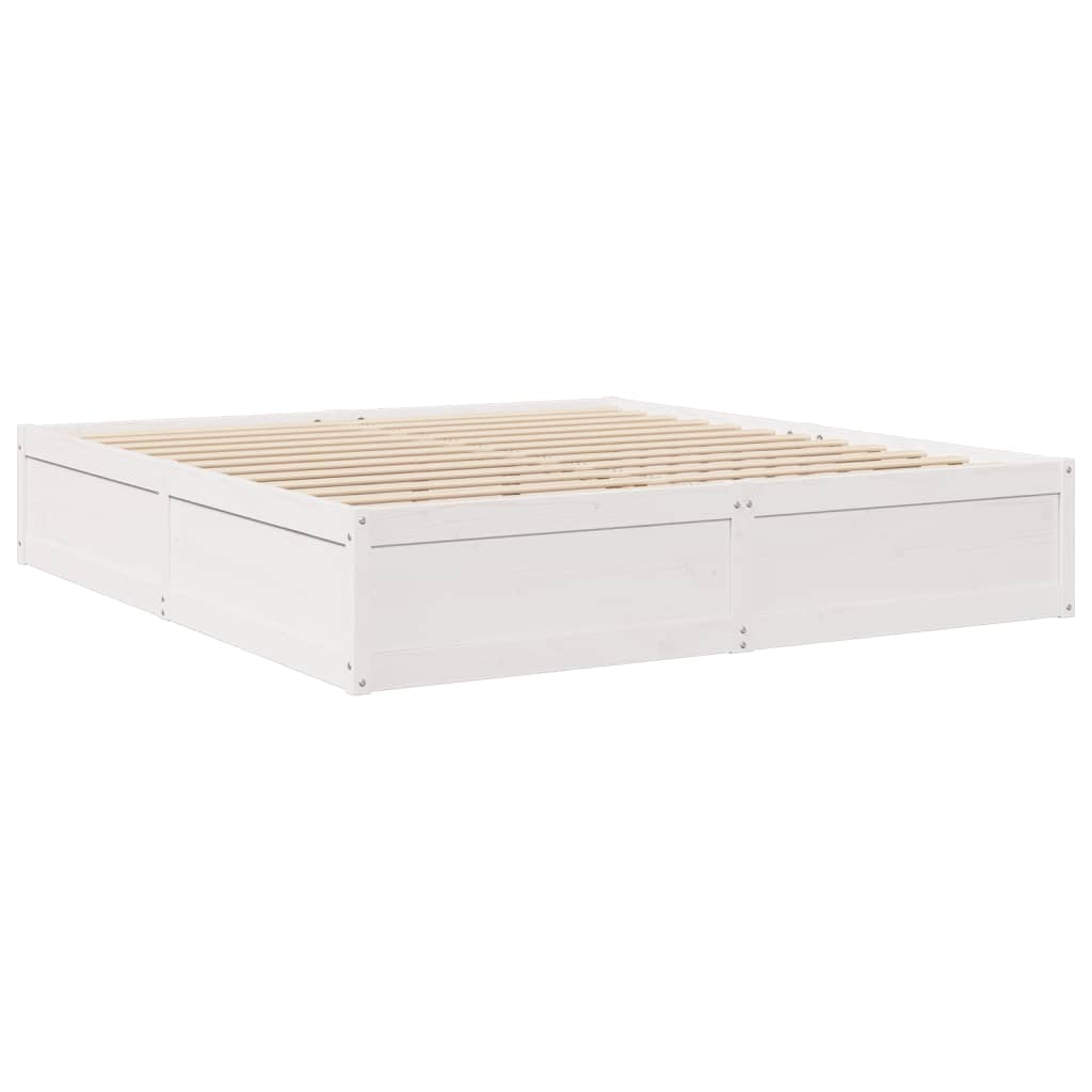 Bed with Mattress White 180x200 cm Super King Solid Wood Pine