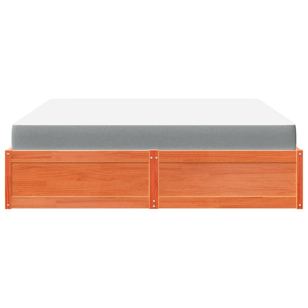 Bed with Mattress Wax Brown 180x200 cm Super King Solid Wood Pine