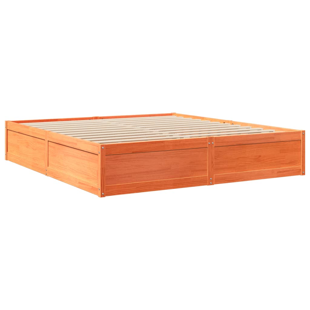 Bed with Mattress Wax Brown 180x200 cm Super King Solid Wood Pine