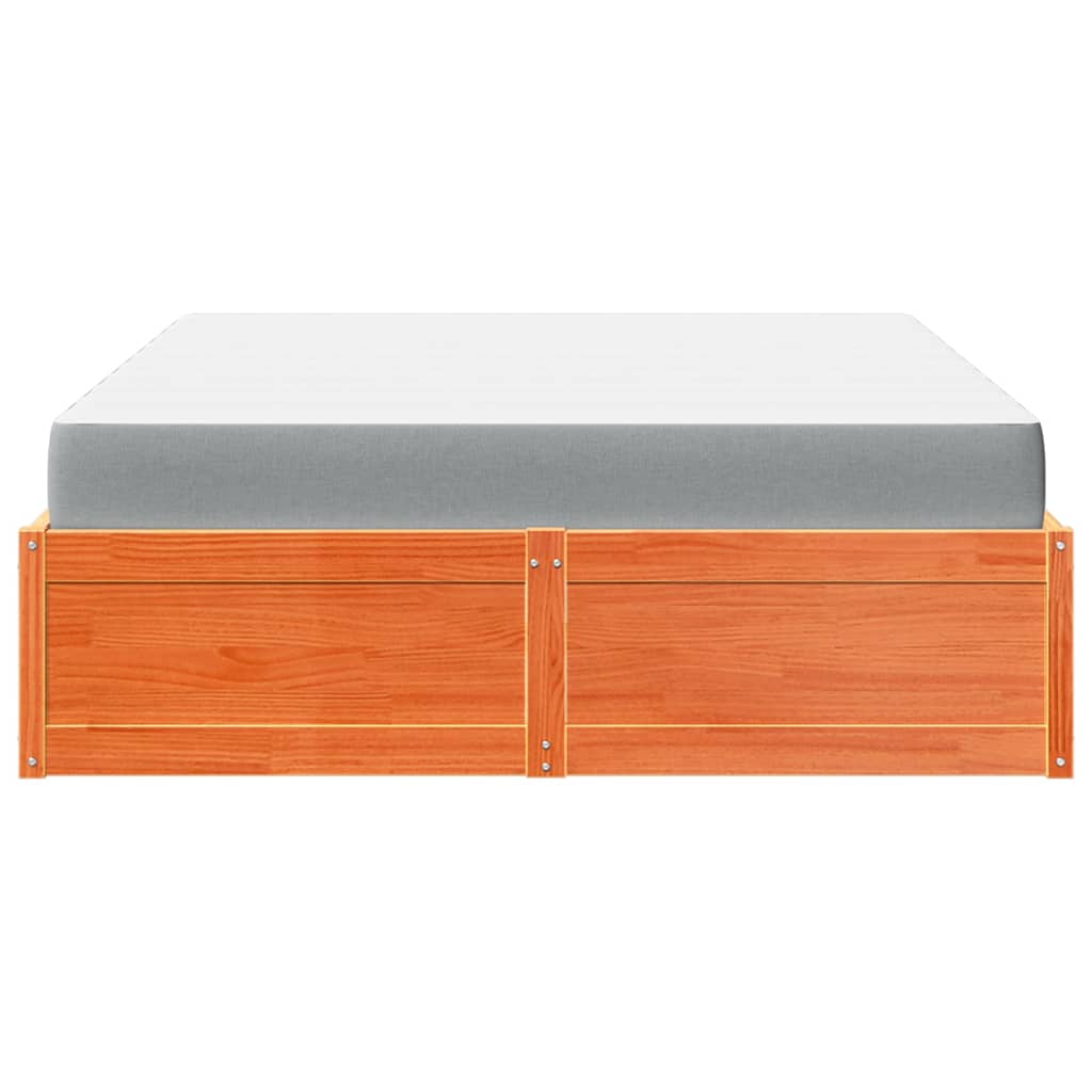 Bed with Mattress Wax Brown 160x200 cm Solid Wood Pine