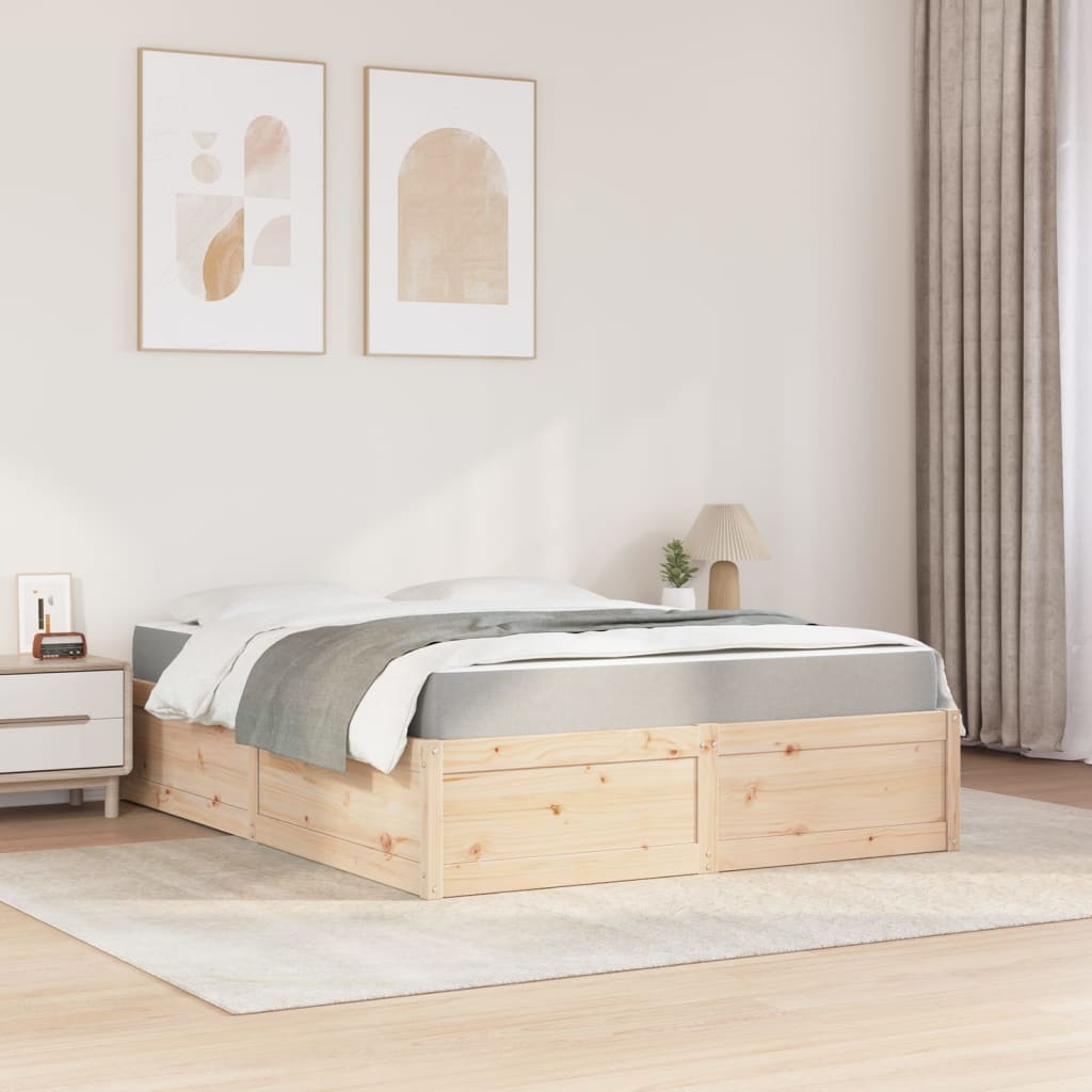 Bed with Mattress 140x200 cm Solid Wood Pine