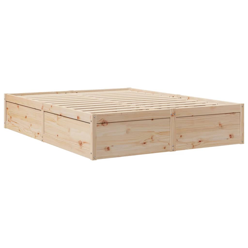 Bed with Mattress 140x200 cm Solid Wood Pine
