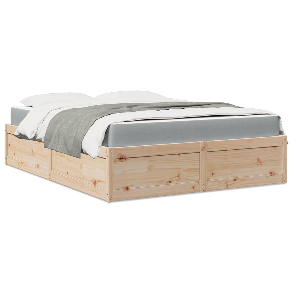 Bed with Mattress 140x200 cm Solid Wood Pine