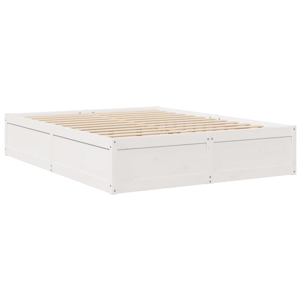 Bed with Mattress White 140x200 cm Solid Wood Pine