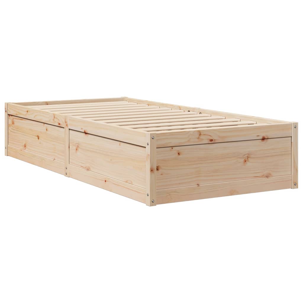 Bed with Mattress 90x200 cm Solid Wood Pine