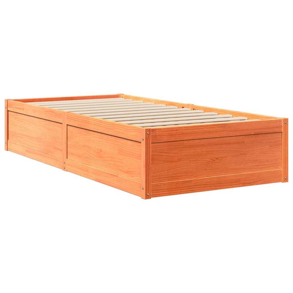 Bed with Mattress Wax Brown 90x200 cm Solid Wood Pine