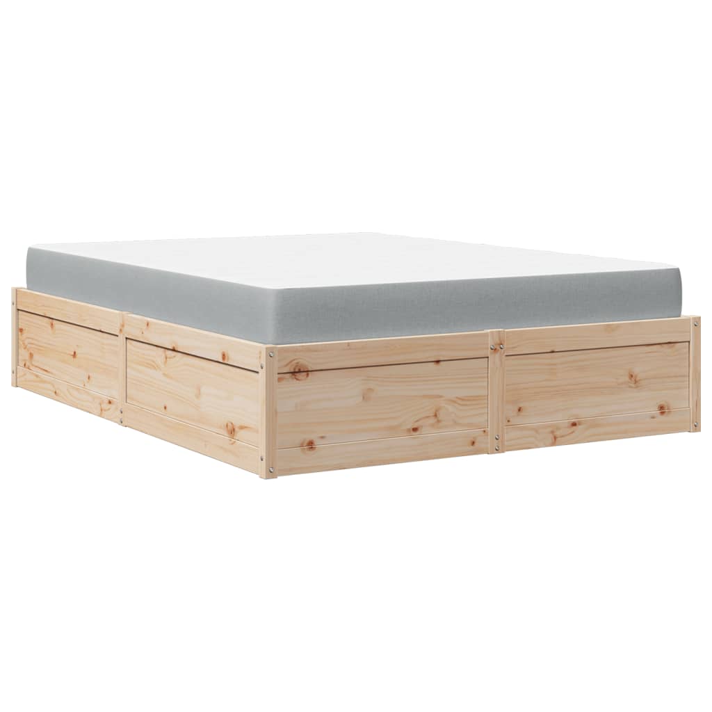 Bed with Mattress 140x190 cm Solid Wood Pine