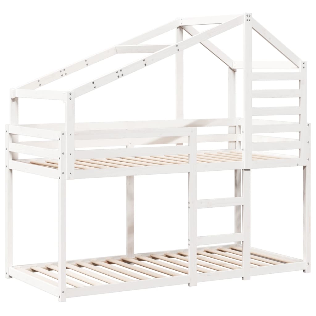Bunk Bed without Mattress White 75x190 cm Small Single Solid Wood Pine