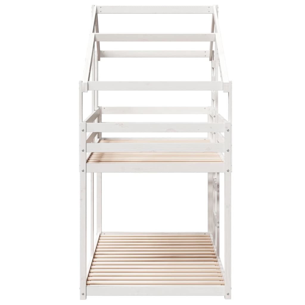 Bunk Bed without Mattress White 75x190 cm Small Single Solid Wood Pine