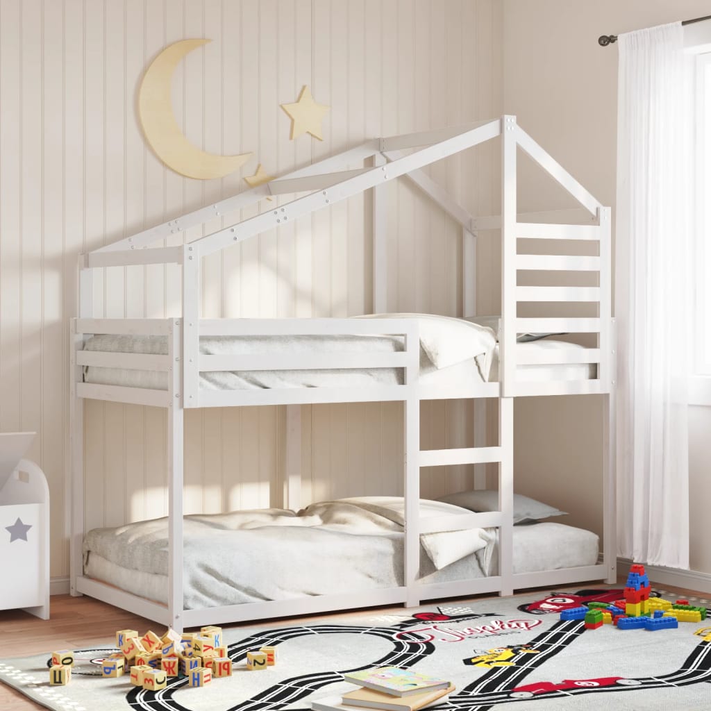 Bunk Bed without Mattress White 75x190 cm Small Single Solid Wood Pine
