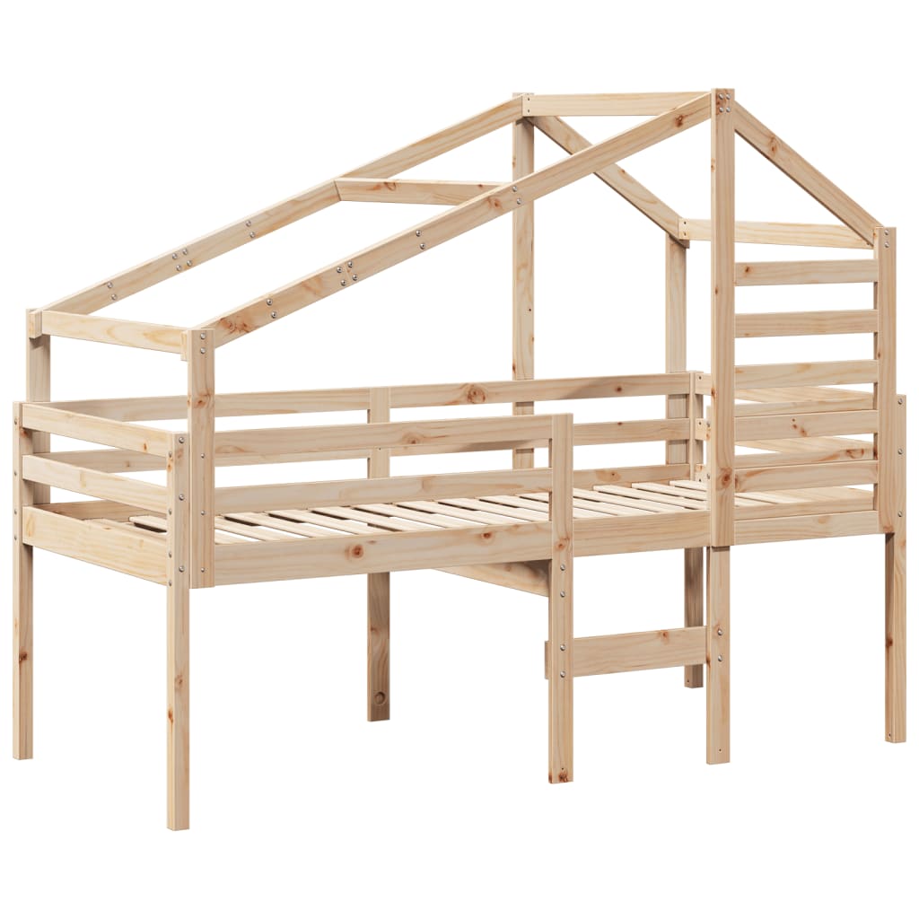 High Sleeper Bed without Mattress 90x200 cm Solid Wood Pine