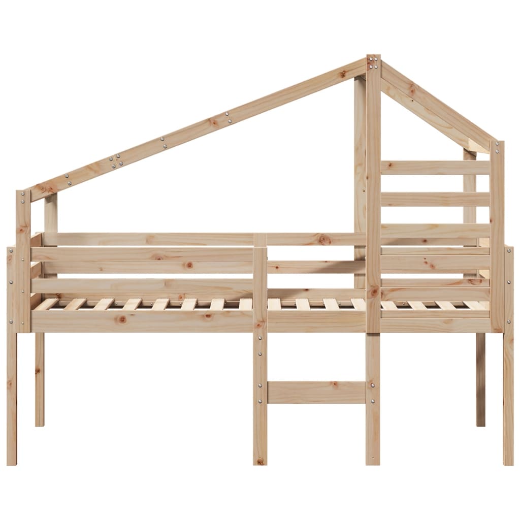 High Sleeper Bed without Mattress 90x200 cm Solid Wood Pine