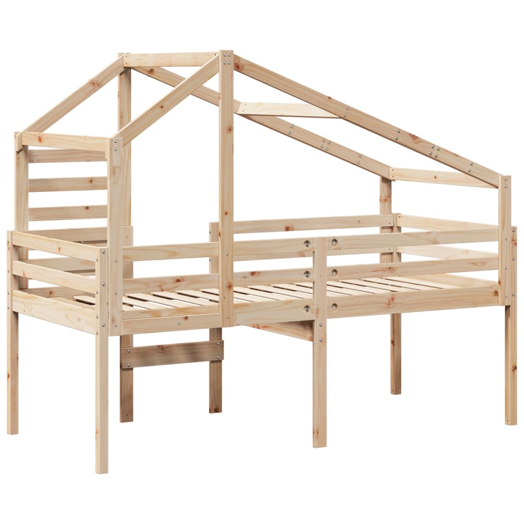 High Sleeper Bed without Mattress 90x200 cm Solid Wood Pine