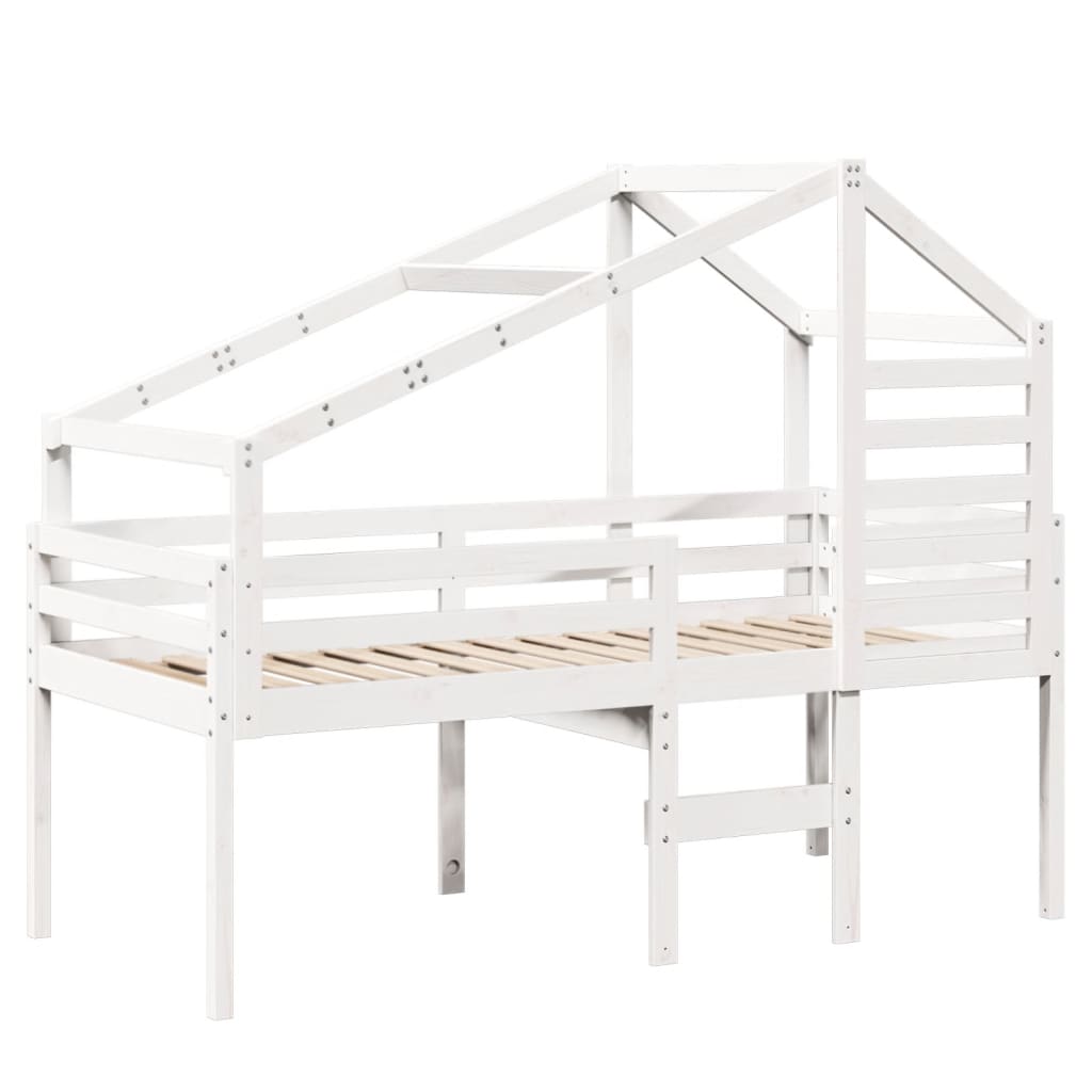 High Sleeper Bed without Mattress White 90x200 cm Solid Wood Pine