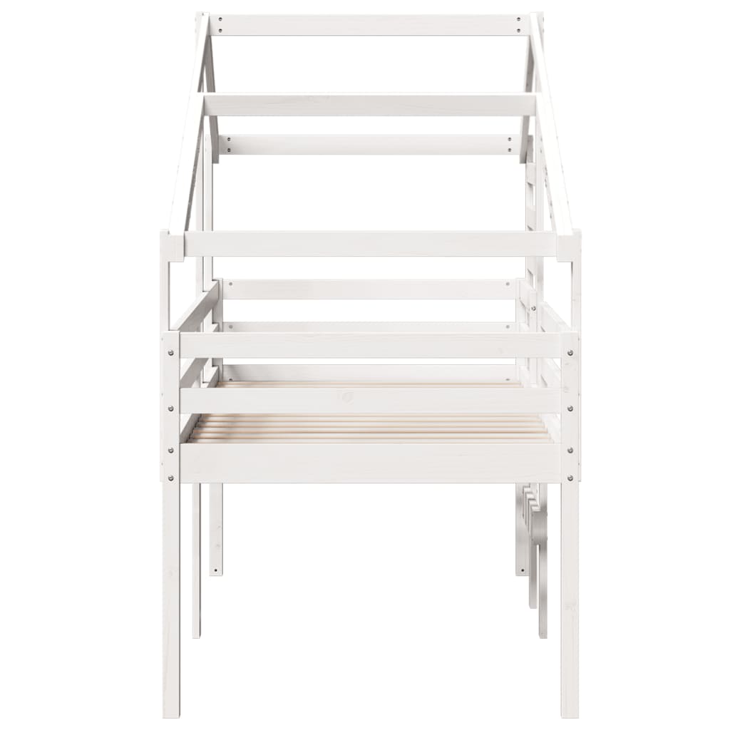 High Sleeper Bed without Mattress White 90x200 cm Solid Wood Pine