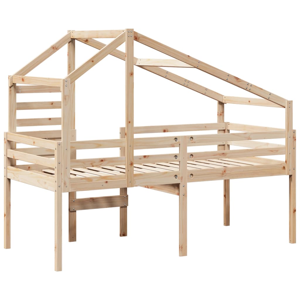 High Sleeper Bed without Mattress 90x190 cm Single Solid Wood Pine